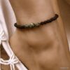 N6409e Bracelet cheville noir perles pierre de lave noires homme femme - Bijoux Bracelets en ligne Ninanina