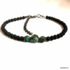 N6409g Bracelet cheville noir perles pierre de lave noires homme femme - Bijoux Bracelets en ligne Ninanina