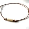 N6441c Tour de cou homme cordon cuir perle ethnique - Bijoux Colliers en ligne Ninanina