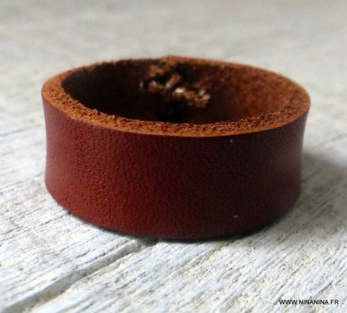 N6447g - Bague cuir femme et homme artisanale noire - Bijoux Bagues en ligne Ninanina