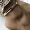 N6448b Bracelet cheville argent femme plaqué large et rigide - Bijoux Bracelets femmes en ligne Ninanina