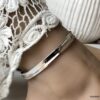 N6448c Bracelet cheville argent femme plaqué large et rigide - Bijoux Bracelets femmes en ligne Ninanina
