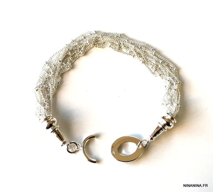 N645 Bracelet multirang femme chainettes plaqué Argent - Bijoux Bracelets en ligne Ninanina