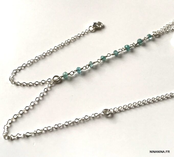 N6462a Bracelet doigt poignet bague parure de main pierre topaze bleu - Bijoux Bracelets en ligne Ninanina