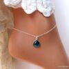 N6467 - Chaine de cheville pierre de naissance décembre pendentif topaze bleue et argent 925 - Bijoux Bracelets en ligne Ninanina
