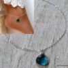 N6467a - Chaine de cheville pierre de naissance décembre pendentif topaze bleue et argent 925 - Bijoux Bracelets en ligne Ninanina