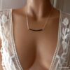 N6469b - Collier diamant noir femme chaine argent 925 - Bijoux Colliers en ligne Ninanina