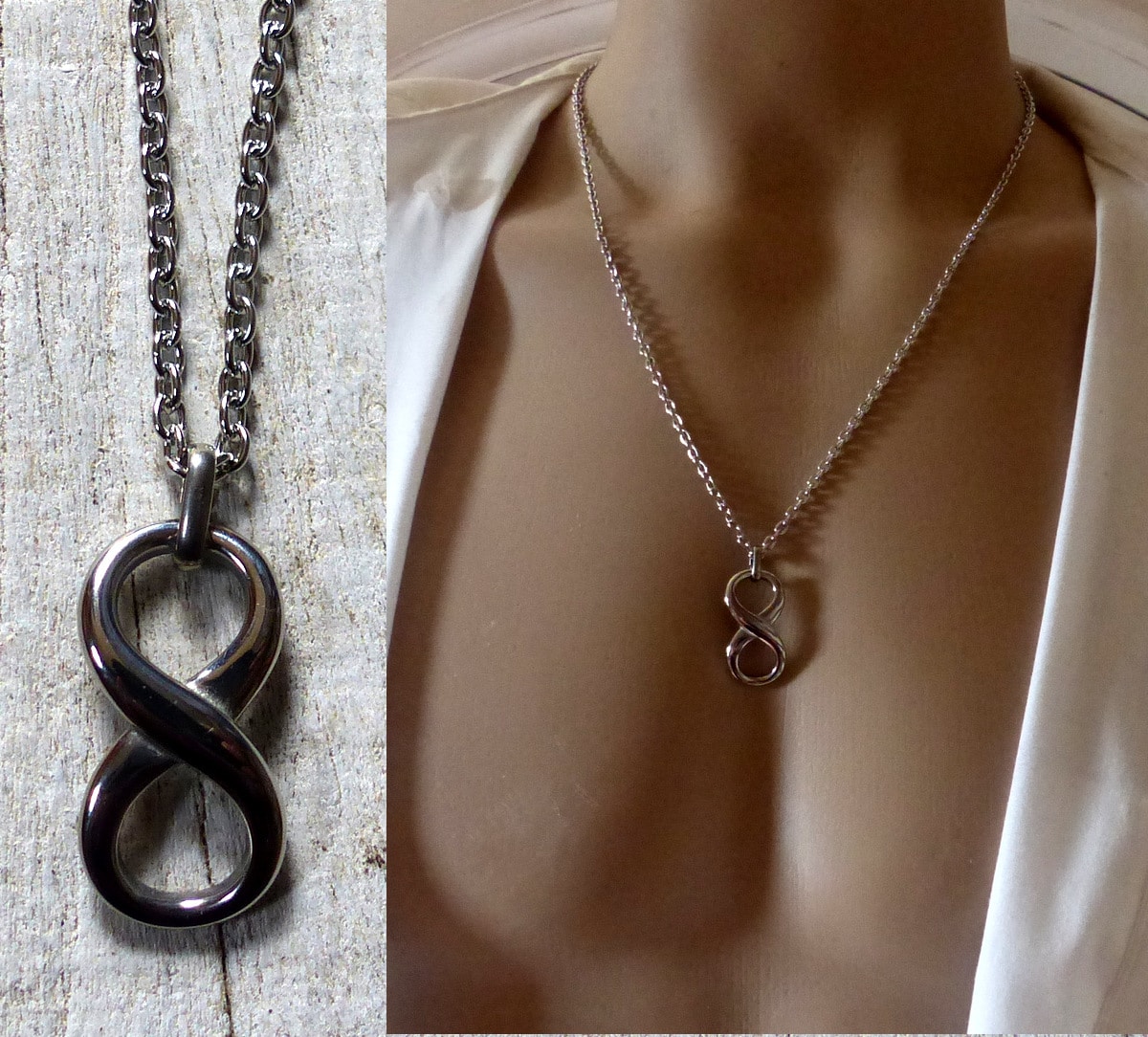 Collier pierre de l'infini, cadeau d'un homme italien à sa femme avec