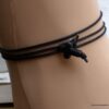 N6477d Bracelet de cheville homme croix noire cordon cuir - Bijoux Bracelets en ligne Ninanina