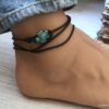 N6480b Bracelet de cheville bohème tortue howlite turquoise - Bijoux de pieds en ligne Ninanina