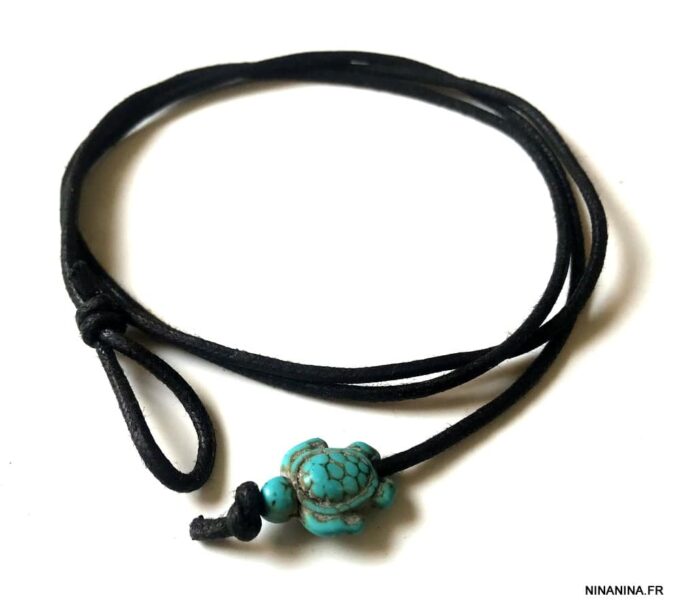 N6480c Bracelet de cheville bohème tortue howlite turquoise - Bijoux de pieds en ligne Ninanina