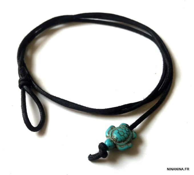 N6480e Bracelet de cheville bohème tortue howlite turquoise - Bijoux de pieds en ligne Ninanina