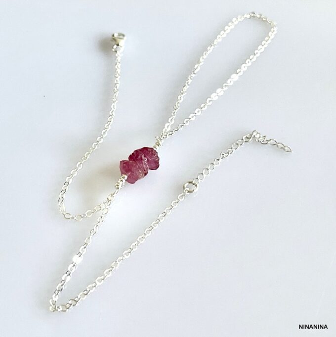 N6481a Bracelet pierre rose avec bague Saphir et Argent 925 - Bijoux Bracelets en ligne Ninanina