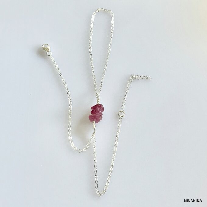 N6481d Bracelet pierre rose avec bague Saphir et Argent 925 - Bijoux Bracelets en ligne Ninanina