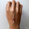 N6482d Bracelet bague saphir rose et rubis pierre de naissance juillet argent 925 - Bijoux Bracelets en ligne Ninanina