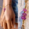 N6485 Bracelet bague saphir rose brut et plaqué or - Bijoux Bracelets en ligne Ninanina