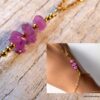 N6485a Bracelet bague saphir rose brut et plaqué or - Bijoux Bracelets en ligne Ninanina