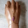 N6485b Bracelet bague saphir rose brut et plaqué or - Bijoux Bracelets en ligne Ninanina