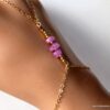 N6485c Bracelet bague saphir rose brut et plaqué or - Bijoux Bracelets en ligne Ninanina