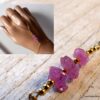 N6485d Bracelet bague saphir rose brut et plaqué or - Bijoux Bracelets en ligne Ninanina