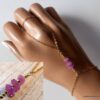 N6485h Bracelet bague saphir rose brut et plaqué or - Bijoux Bracelets en ligne Ninanina