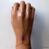 N6485q Bracelet bague saphir rose brut et plaqué or - Bijoux Bracelets en ligne Ninanina