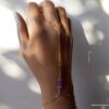 N6485s Bracelet bague saphir rose brut et plaqué or - Bijoux Bracelets en ligne Ninanina
