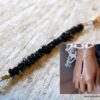 N6488a Bracelet bague chaine main Diamant noir plaqué or - Bijoux Bracelets en ligne Ninanina