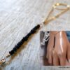 N6488e Bracelet bague chaine main Diamant noir plaqué or - Bijoux Bracelets en ligne Ninanina