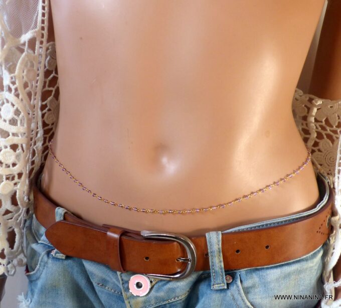 N6490d chaine de taille pierres améthyste pierre de naissance février - Bijoux améthyste en ligne Ninanina