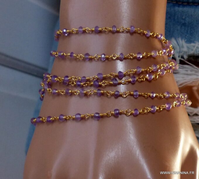 N6492d Bracelet améthyste femme pierre de naissance février - Bijoux améthyste en ligne Ninanina