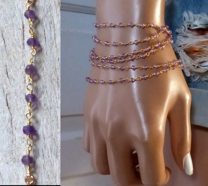 N6492e Bracelet améthyste femme pierre de naissance février - Bijoux améthyste en ligne Ninanina