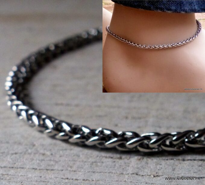 N6493 Chaine de cheville homme ou femme acier inoxydable argenté - Bijoux bracelets en ligne ninanina