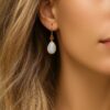 N6496a Boucles d’oreilles Pierre de Lune Femme en plaqué or – Bijou artisanal et pierre naturelle lumineuse - Bijoux boucle d'oreille en ligne Ninanina