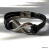 N6541 Bracelet homme infinity acier inoxydable lacet cuir - Bijoux Bracelets hommes en ligne Ninanina
