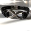 N6541b Bracelet homme infinity acier inoxydable lacet cuir - Bijoux Bracelets hommes en ligne Ninanina