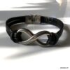N6541f Bracelet homme infinity acier inoxydable lacet cuir - Bijoux Bracelets hommes en ligne Ninanina