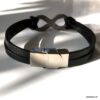 N6541h Bracelet homme infinity acier inoxydable lacet cuir - Bijoux Bracelets hommes en ligne Ninanina