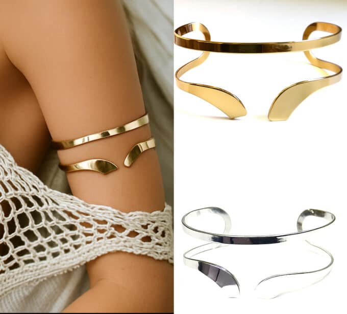 N6614d Bracelet de bras doré – Bijou égyptien artisanal au style antique et féminin - Bijoux de biceps en ligne ethniques