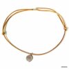 N663 Ras de cou cordon cuir femme pendentif rond argent - Bijoux Colliers Cordons Femmes en ligne Ninanina