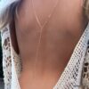 N6744b Collier dos nu - chaine de dos plaqué or pour femme maille fantaisie - Bijoux colliers en ligne Ninanina