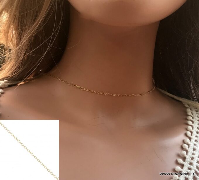 N6744f Collier dos nu - chaine de dos plaqué or pour femme maille fantaisie - Bijoux colliers en ligne Ninanina