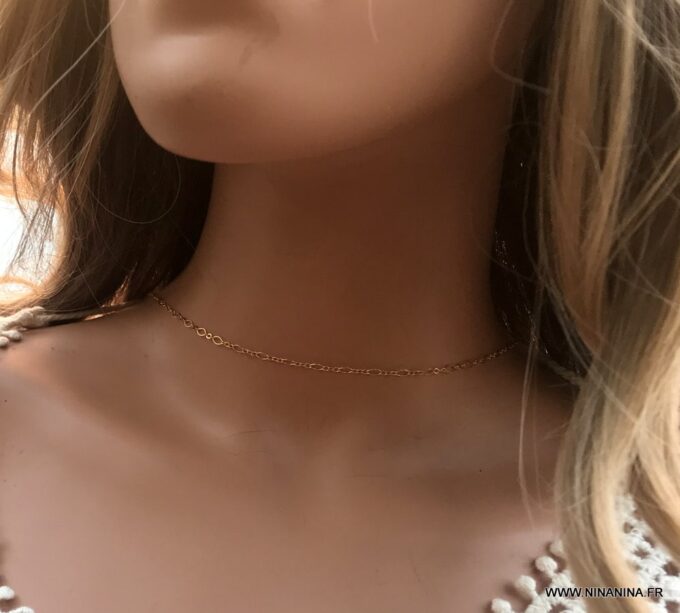 N6744g Collier dos nu - chaine de dos plaqué or pour femme maille fantaisie - Bijoux colliers en ligne Ninanina