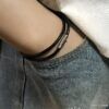 N6818a Bracelet double tour cuir femme ou homme fermoir aimanté - Bijoux Bracelets en ligne Ninanina