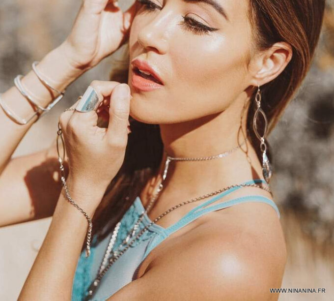 N6924 Bague large acier femme argent ajustable - Bijoux Bagues en ligne Ninanina