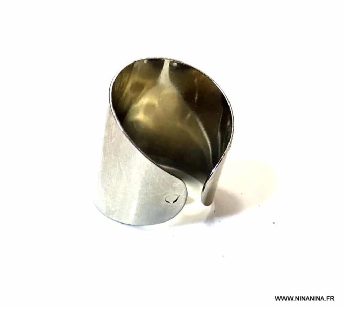 N6924B Bague large acier femme argent ajustable - Bijoux Bagues en ligne Ninanina
