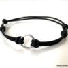 N7114b Bracelet anneau Argent cordon cuir réglable homme - Bijoux Braceletds en ligne Ninanina