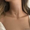 N7139 Collier ras de cou pierre de lune plaqué or femme - Bijoux Colliers en ligne Ninanina
