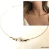 N7139a Collier ras de cou pierre de lune plaqué or femme - Bijoux Colliers en ligne Ninanina