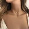 N7139d Collier ras de cou pierre de lune plaqué or femme - Bijoux Colliers en ligne Ninanina